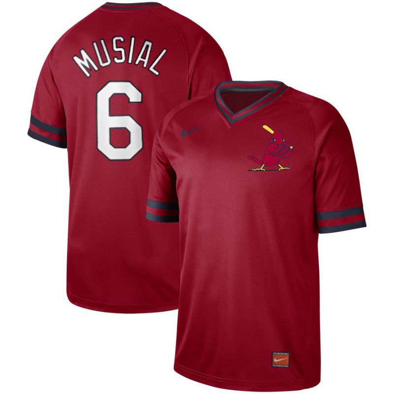 Men St. Louis Cardinals 6 Musial Red Nike Cooperstown Collection Legend V-Neck MLB Jersey